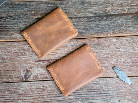 Ready to Ship | Leather Card Wallet | Card Holder | Braided Stamp Inside