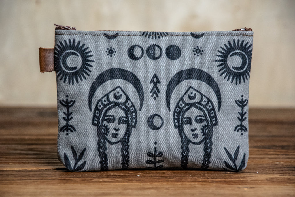 Mystic Twins  | Hand printed MEDIUM Canvas Pouch