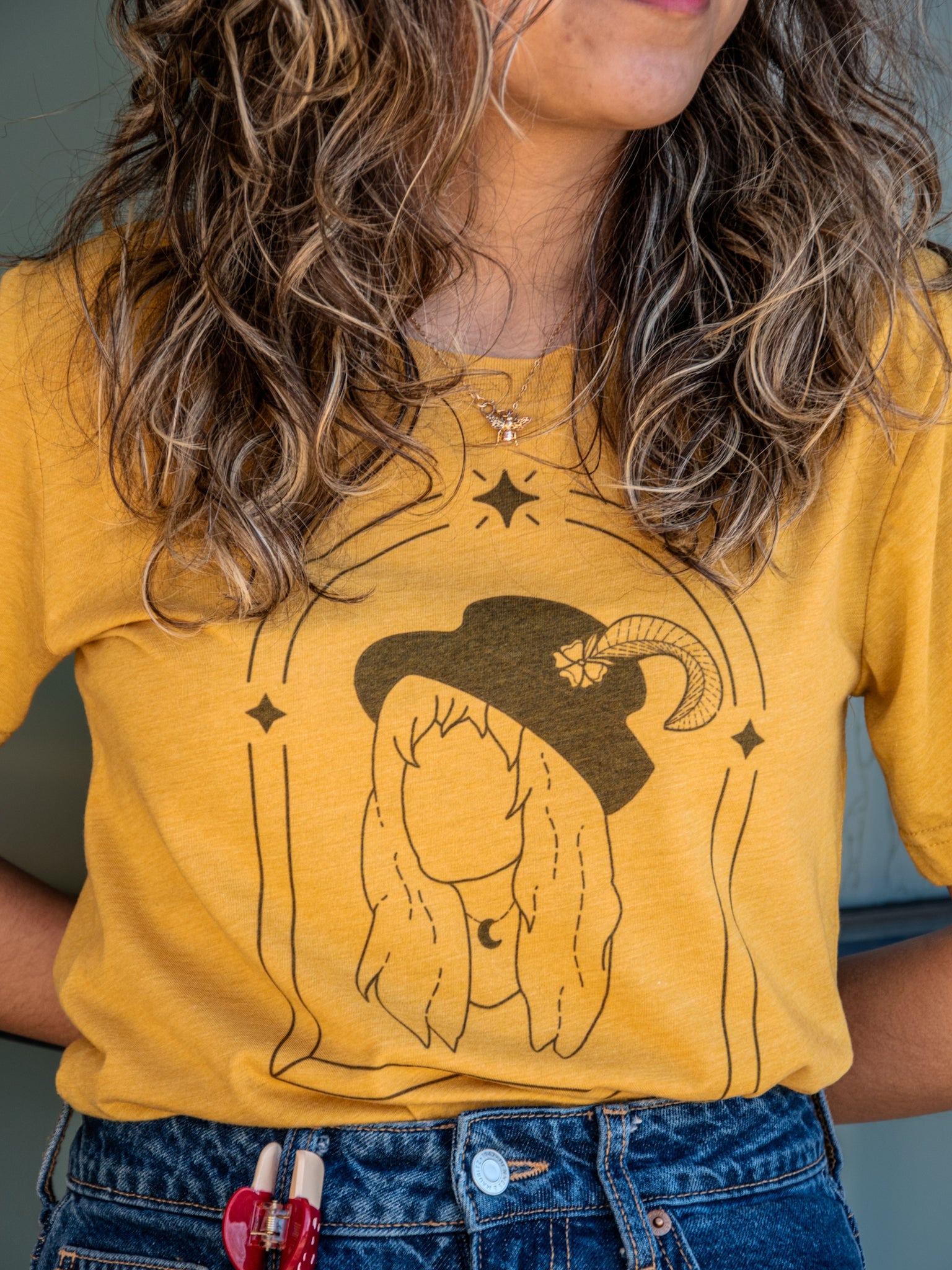 Handprinted T-shirt | Camp Blue | Stevie | Unisex Tri-Blend Mustard Tee