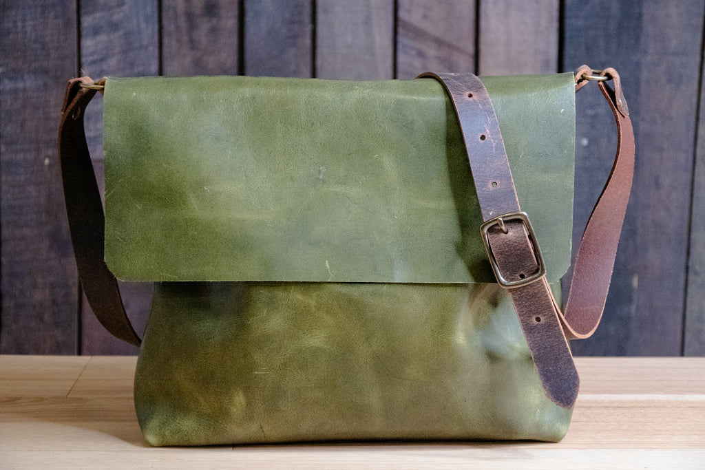ECO-FRIENDLY LEATHER SATCHEL | Medium bags | Ready to Ship | Moss | p6