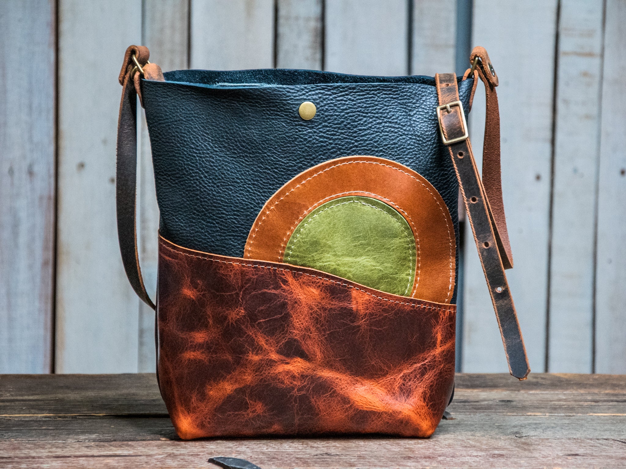 Ready to Ship | closeout sale | Handmade Tote Leather Bag | Small North South Tote | The Della Moonrise Tote | o7
