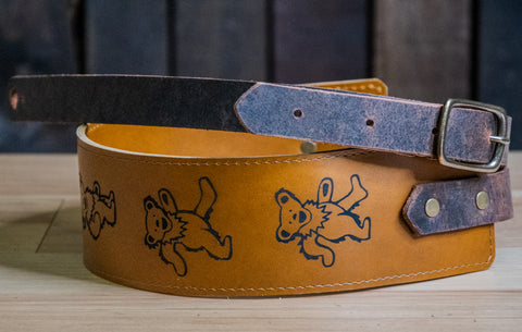 ICON SERIES Grateful Strap | Personalized Leather Guitar Strap | Handmade Banjo Strap  | Made in USA | STEELIE