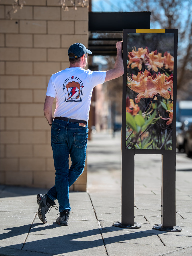 Handprinted T-shirt | Camp Blue | Bowie | Unisex Eco-Friendly Tee