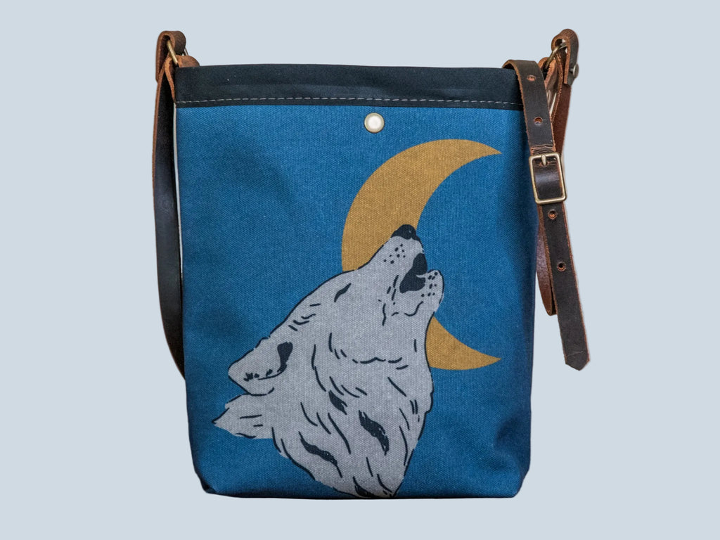 SMALL Canvas and Leather Tote Bag | Handprinted | Howlin'