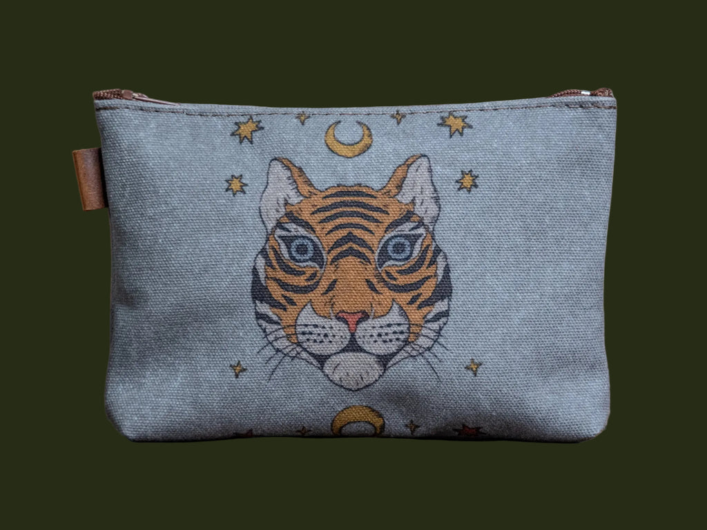 The Moon Tiger  | Hand printed MEDIUM Canvas Pouch