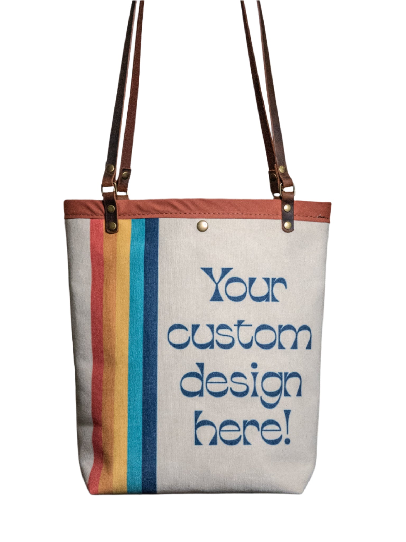 Design your own Custom Tote Bag!  | Canvas and Leather Tote Bag CUSTOM | Handprinted | In Blue + Camp Blue collab