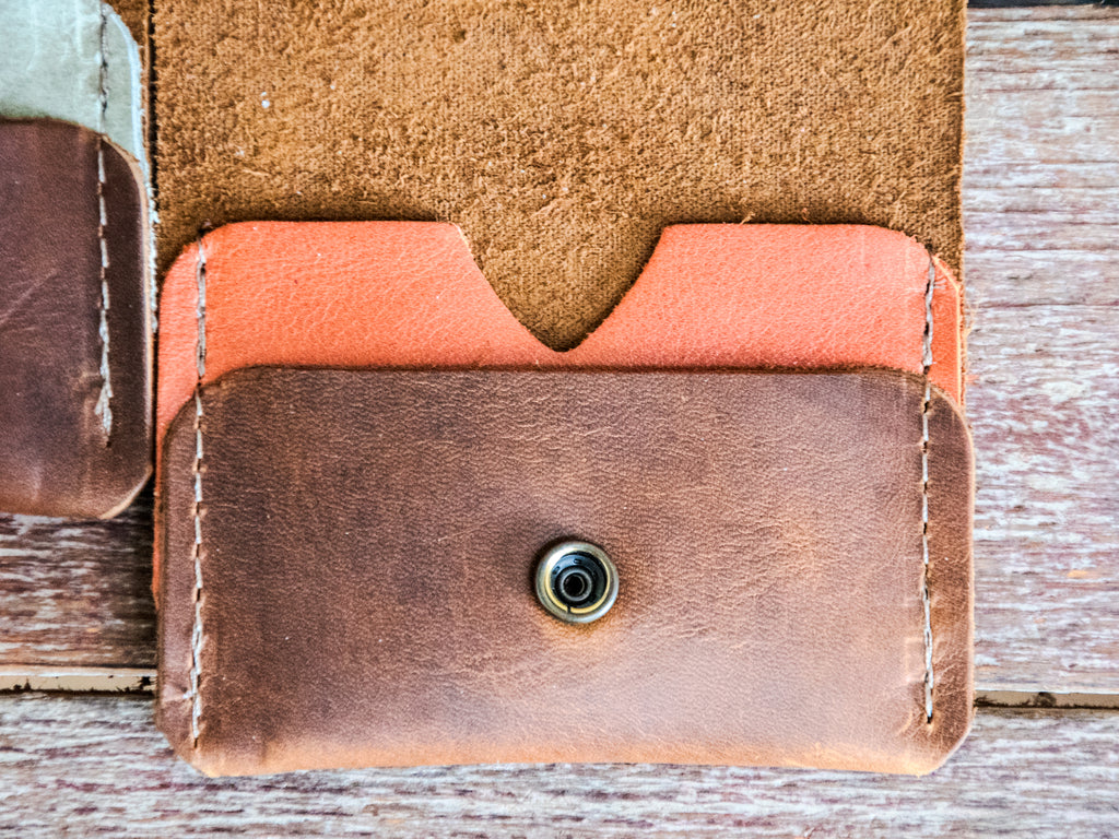 Leather Card Wallet | Two-tone Wallet | Card Holder | Ready to Ship | Mahogany Base