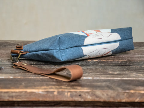 Ready to Ship | Bowie | Hand Printed Canvas Everyday Pouch | Camp Blue