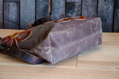 Warehouse sale  | The Classic Waxed Canvas Small tote in oak with applique unlined  | ONE Available |  HM25