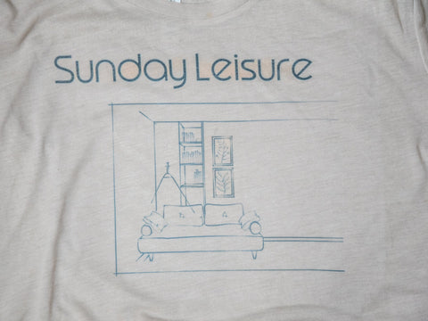 Handprinted T-shirt | Sunday Leisure | Oatmeal Flowy Crop | Camp Blue