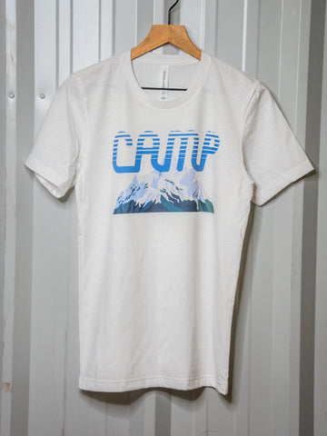 Handprinted T-shirt | CAMP | Eco-Friendly Tee Unisex | Camp Blue