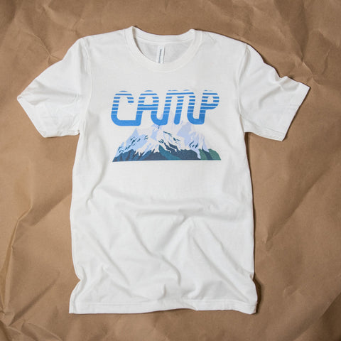 Handprinted T-shirt | CAMP | Eco-Friendly Tee Unisex | Camp Blue