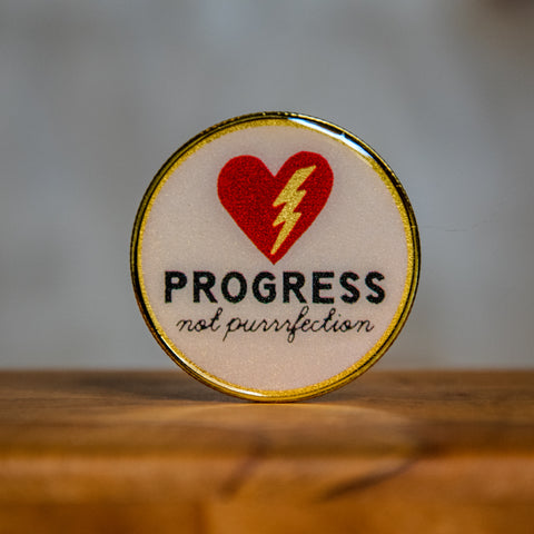 Challenge Coin | Affirmation Coin | Glum Lot Press | Progress Not Purrrfection