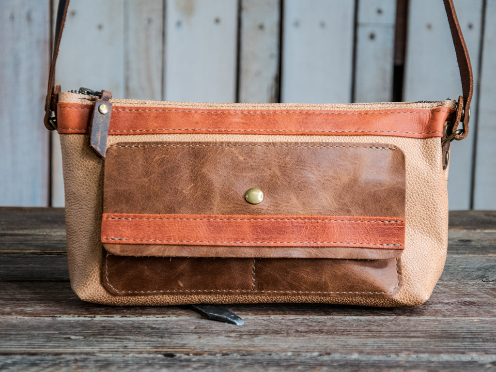 Ready to ship | Small Handmade Leather Crossbody Zipper Bag | One of a Kind Mini zip | Krista has Pockets for days | Q4