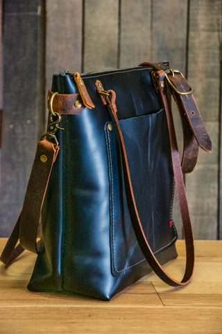 Handmade Classic Leather Tote Bag | Medium | Snap