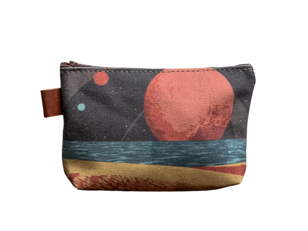 Ready to Ship | Stardust | Hand printed Medium Canvas Pouch | Camp Blue