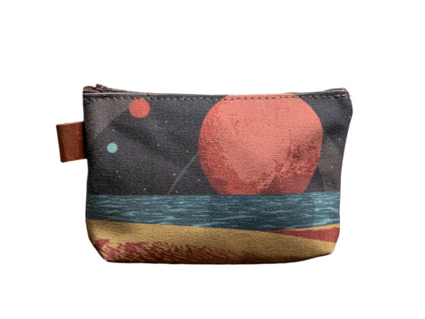 Stardust | Hand printed Medium Canvas Pouch | Camp Blue | Ready To Ship