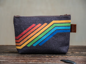 80s stripes | Hand printed MEDIUM Canvas Pouch – In Blue Handmade