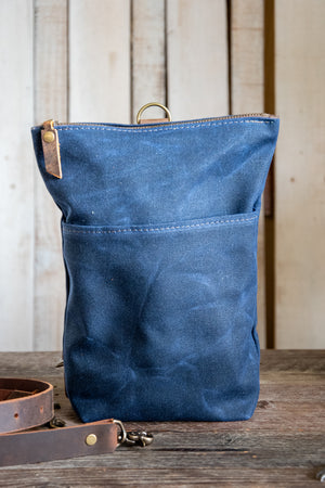 Waxed Canvas Sling Bag | Waxed Canvas and leather Zipper Purse