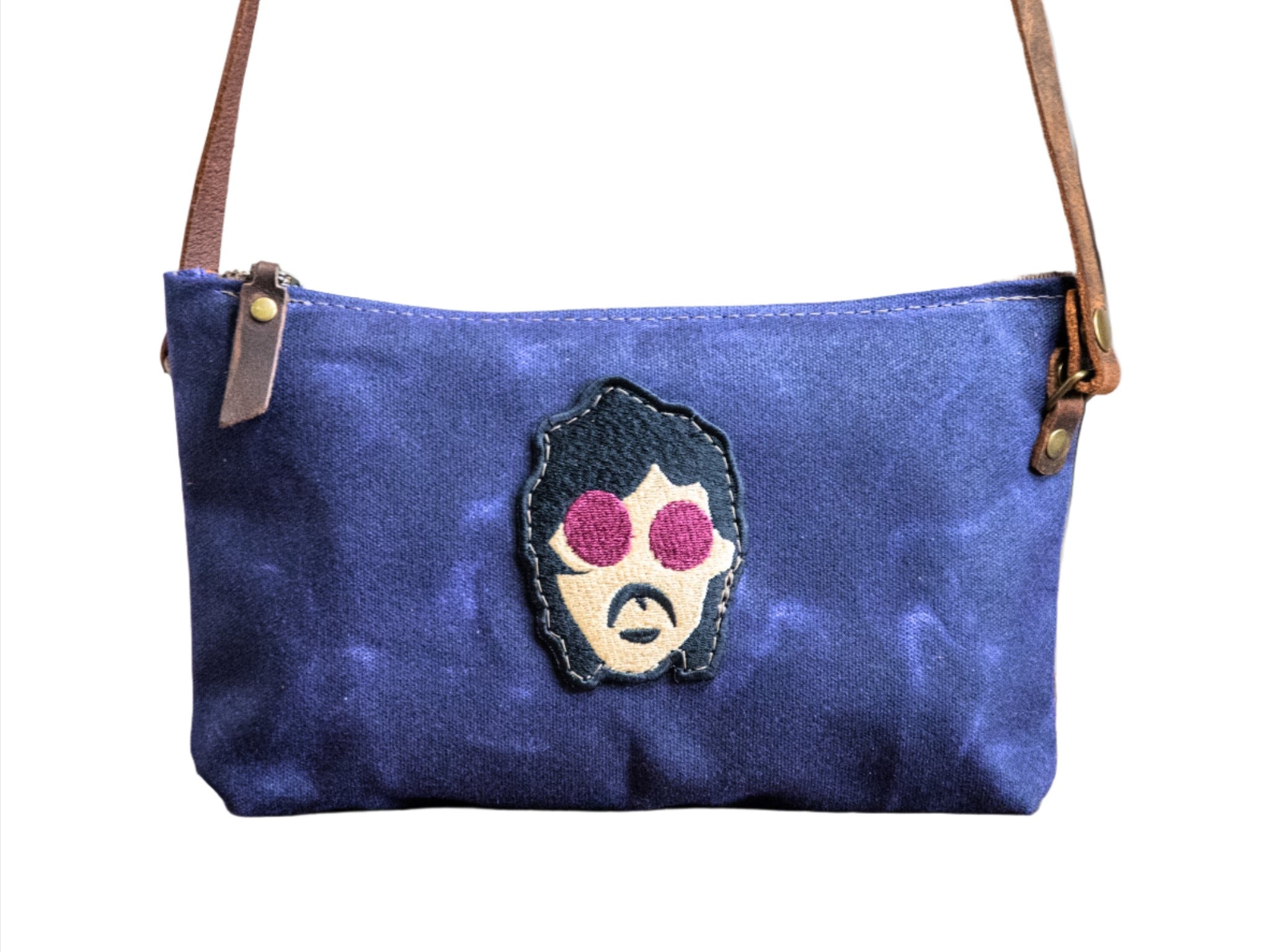 Applique Small zipper bag | Handmade Waxed Canvas crossbody Purse | PRINCE | Icon Collection