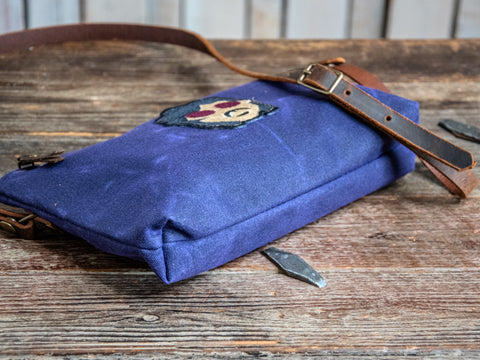 Applique Small zipper bag | Handmade Waxed Canvas crossbody Purse | PRINCE | Icon Collection