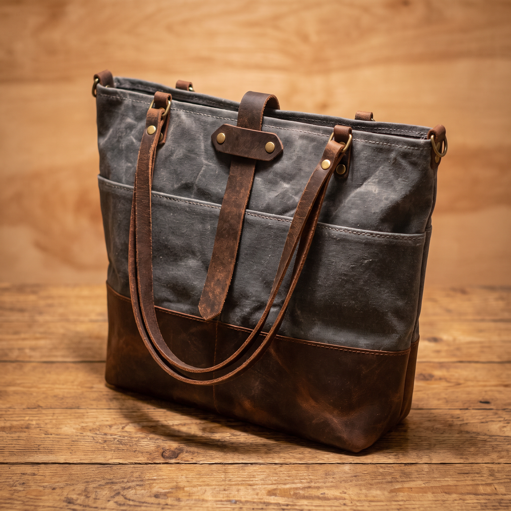 Last Chance Bag Sale | The ML Waxed canvas and leather bag in Slate 22