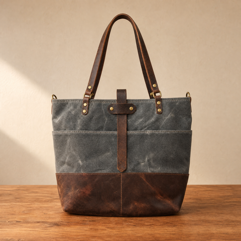 Last Chance Bag Sale | The ML Waxed canvas and leather bag in Slate 22