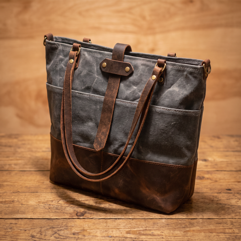 Last Chance Bag Sale | The ML Waxed canvas and leather bag in Slate 22