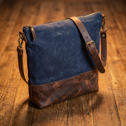 Last Chance Bag Sale | Waxed Canvas North South with leather bottom 3