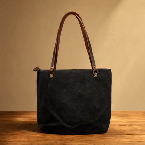Last Chance Bag Sale | The Simple Waxed Tote Black 5