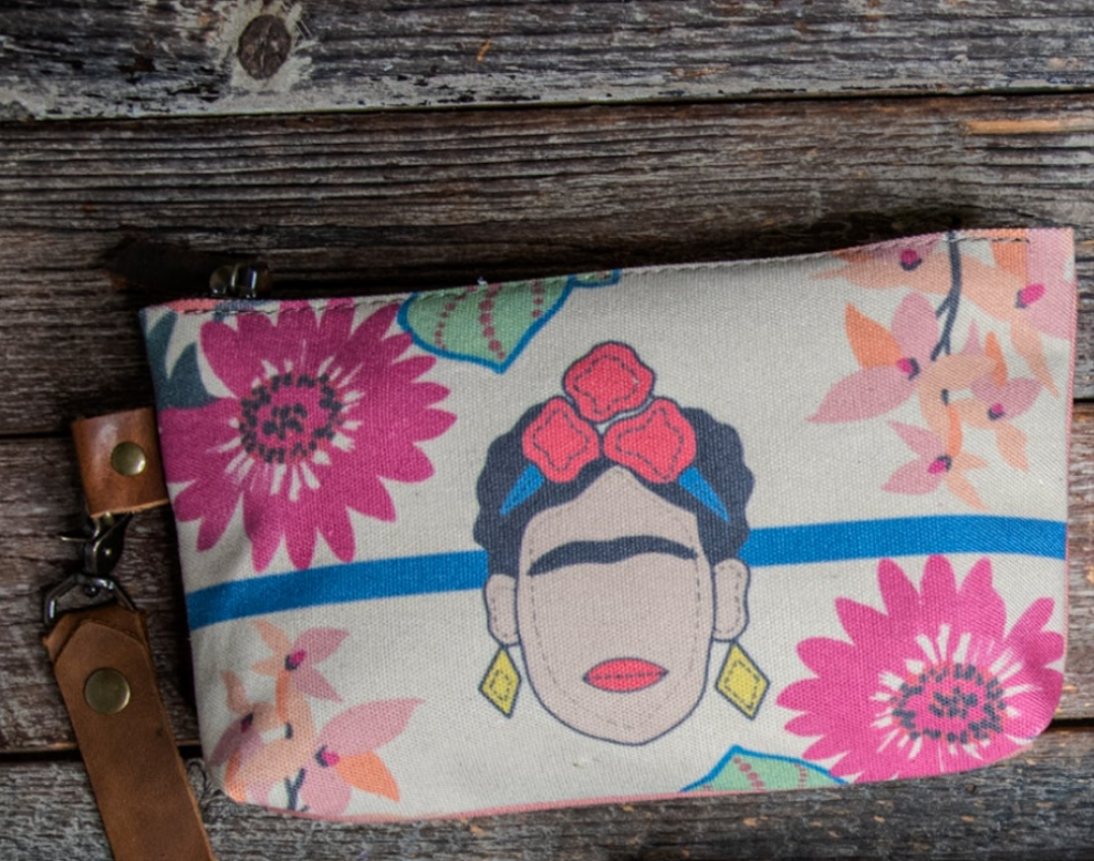 Ready to Ship | Frida | Hand Printed Canvas Everyday Pouch | Camp Blue