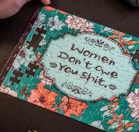 Women Don't Owe You Shit | Pouch + Puzzle | Travel size | Camp Blue