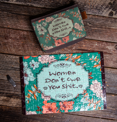 Women Don't Owe You Shit | Pouch + Puzzle | Travel size | Camp Blue