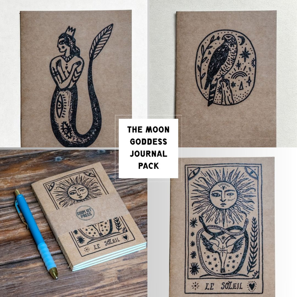 Travel Journal Set | Glum Lot Press | The Moon Goddess Pack