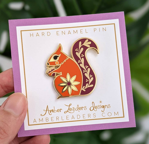 Amber Leaders Design | Enamel Pin | Squirrel