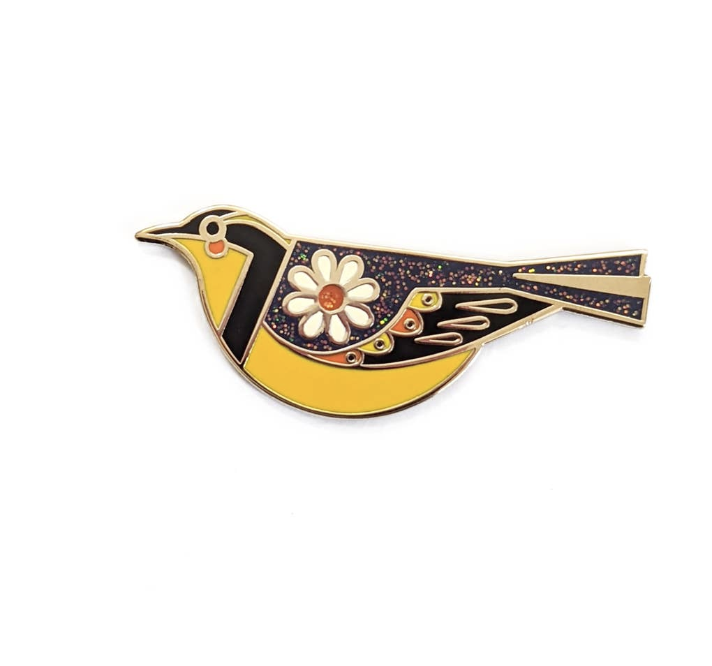 Amber Leaders Design | Enamel Pin | Thrush Bird
