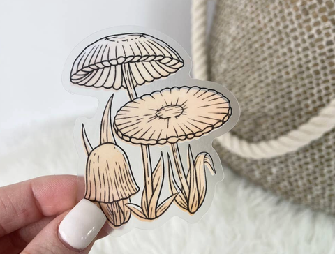 Big Moods | Clear Sticker | Watercolor Mushrooms
