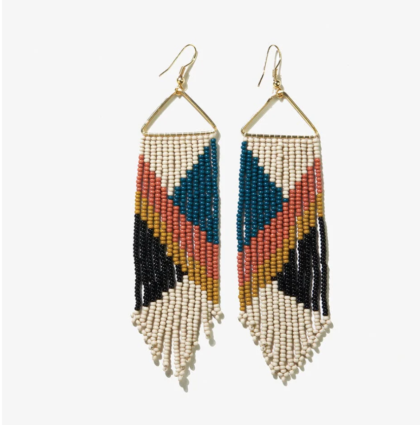 Earrings | Ink & Alloy | Emilie Angles Beaded Fringe | Rust | Pre Order