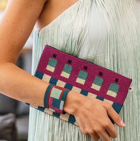 Beaded Clutch | Ink & Alloy | Annabella Basketweave | Multicolor | Pre Order