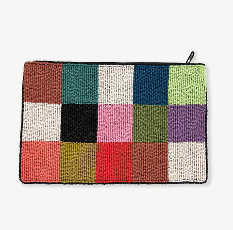 Beaded Clutch | Ink & Alloy | Annabella Checkered | Multicolor | Pre Order