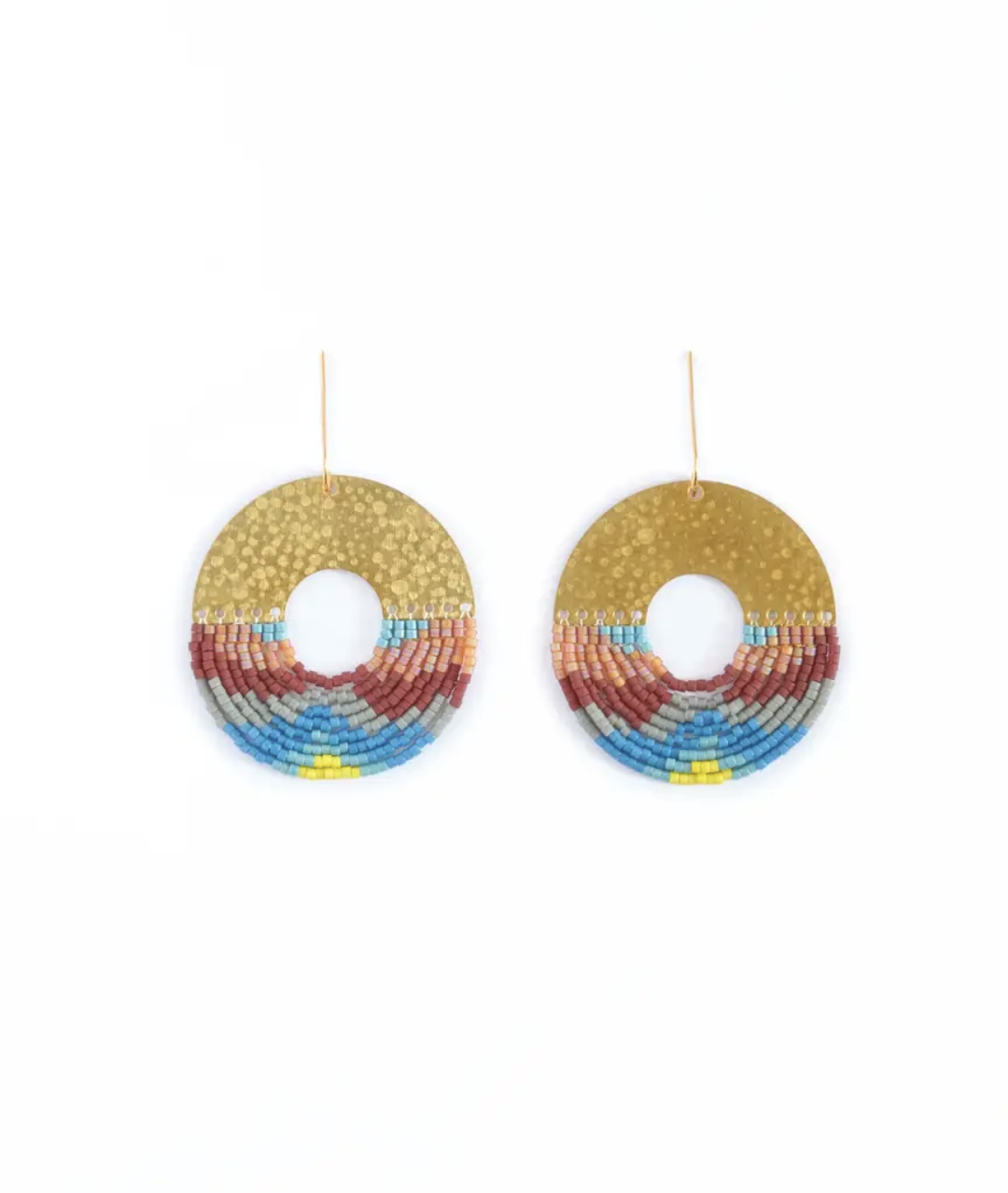 Earrings | Mayana Designs | Beaded Handwoven Circular Fringe | Blue (pre order)