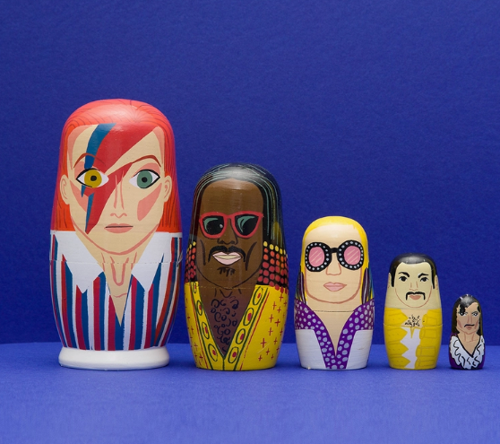 Decor - Wooden Nesting Dolls | Larney & Babs | Icon Series | 70s Men of Pop (pre-order)