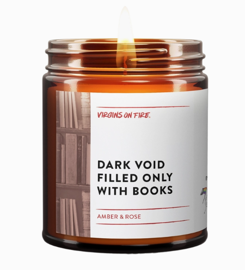 Candle | Virgins on Fire | Dark Void Filled Only with Books | Pre Order