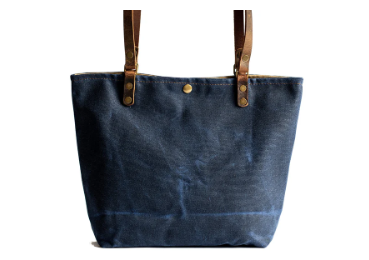 Handmade Waxed Canvas Tote | Small | The Minimalist – In Blue Handmade