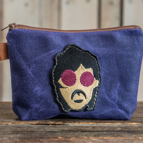 Applique pouch | Handmade Waxed Canvas Zipper Pouch | PRINCE | Icon Collection