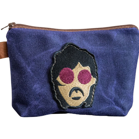 Applique pouch | Handmade Waxed Canvas Zipper Pouch | PRINCE | Icon Collection