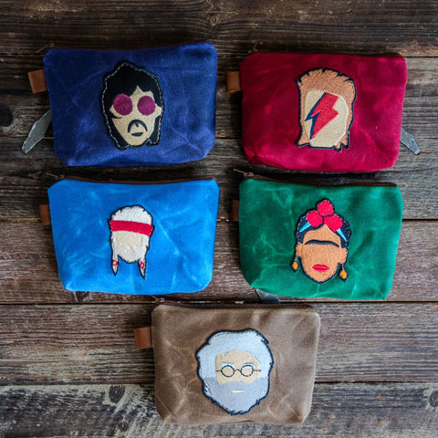 Applique Pouch | Handmade Waxed Canvas Zipper Pouch | WILLIE | Icon Collection