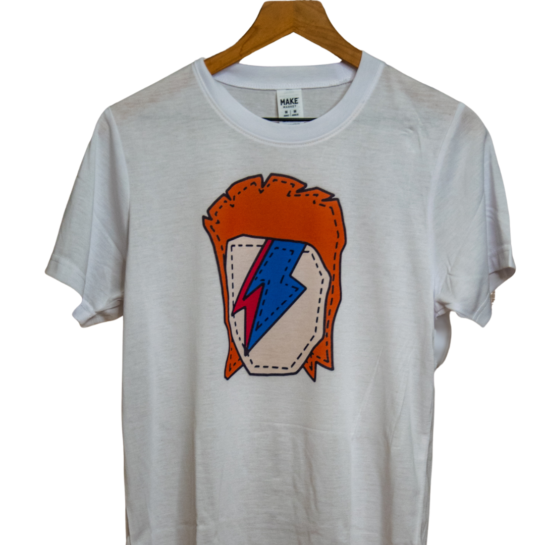 T-shirt | Camp Blue | Bowie Icon Shirt | Ready to Ship for Holiday | Handprinted