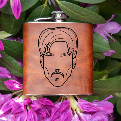 Limited Run | Icon Series | Leather Laser Printed Flask | Handmade | Prince