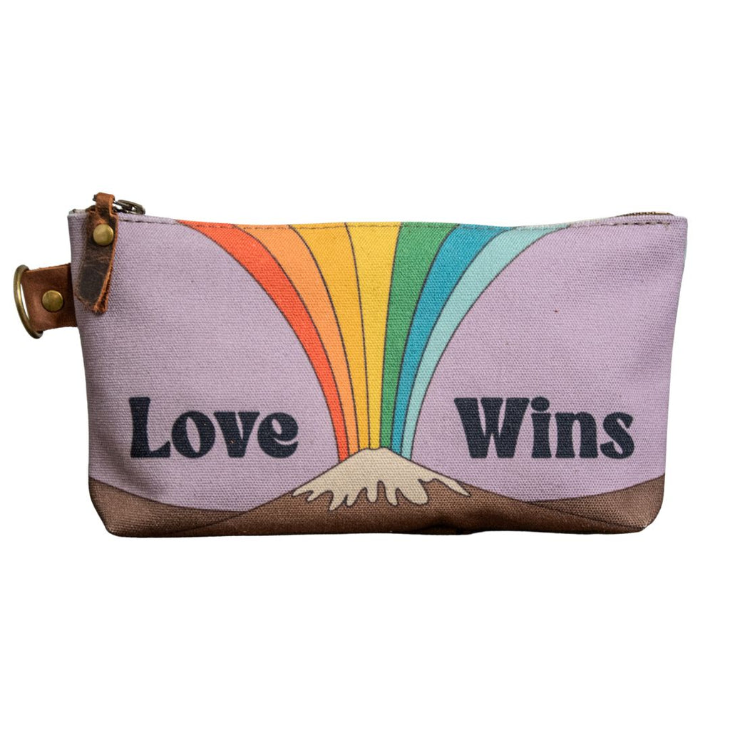 Ready to Ship | Love Wins | Hand Printed Canvas Everyday Pouch | Camp Blue